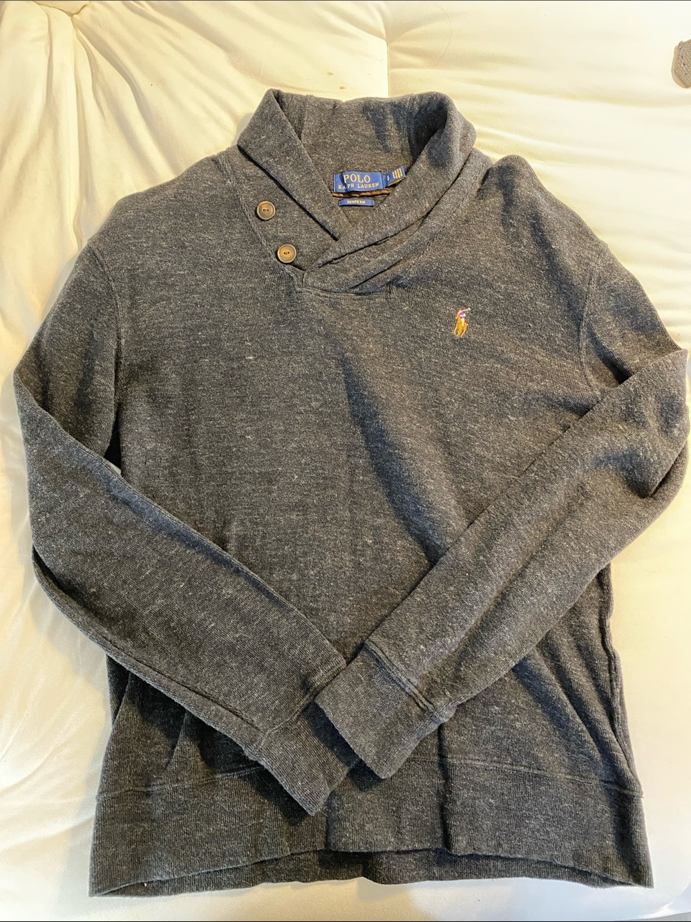 Polo by Ralph Lauren Charcoal Shawl-Collar Turtleneck Sweater